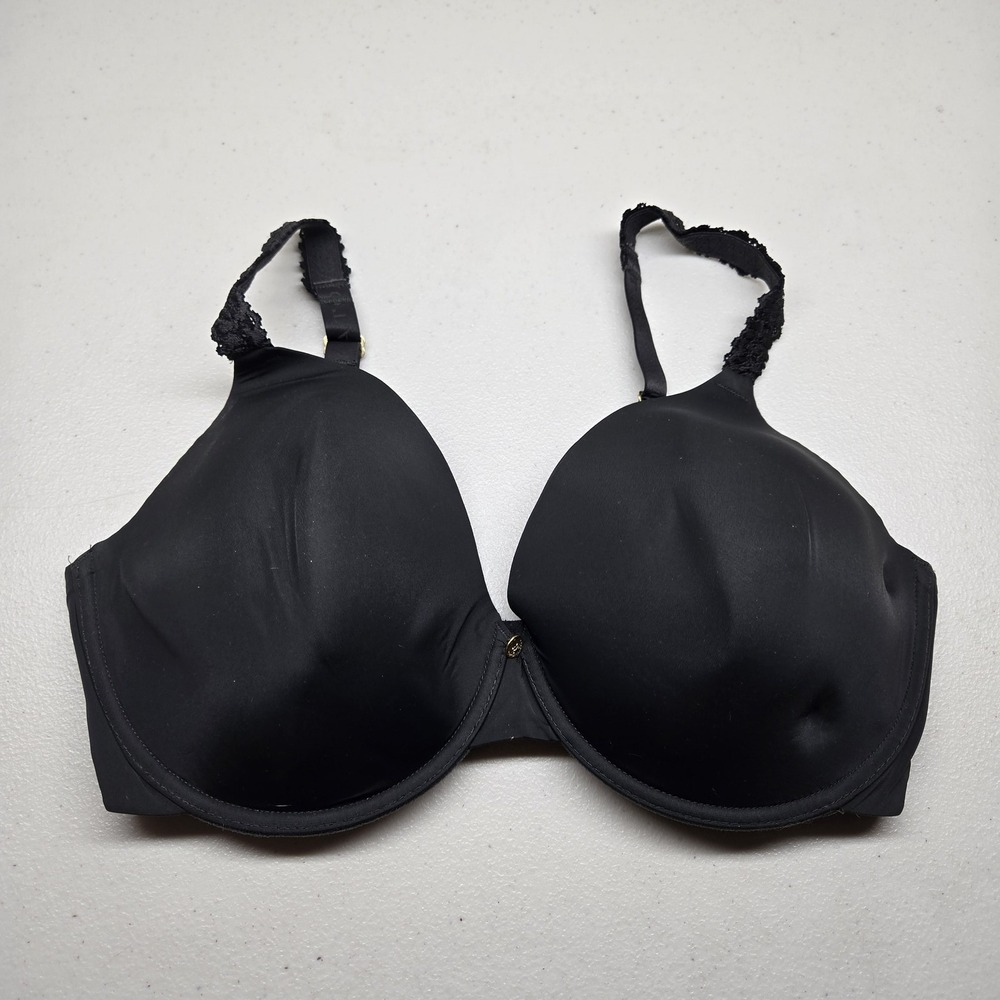 Natori Women Bra 34DDD Black T Shirt Underwired Lace Lightly Lined